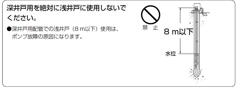 深井戸用を絶対に浅井戸に使用しないでください