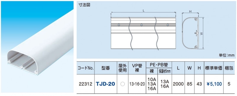 因幡電工 TJD-20 リフォームダクトツインタイプ INABA DENKO (5個入)