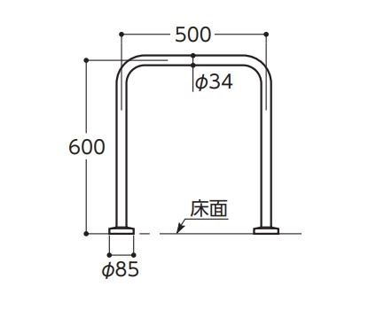 手すり　その他(手すり) パブリック手すり　ステンレスタイプI型 T113B4 TOTO 取寄品 JAN 　介護福祉用具 | TOTO パブリック用手すり（ステンレスタイプ） T113BW1