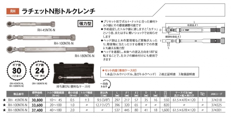ラチェットN形トルクレンチ RH | 配管部品の通販店のダンドリープロ ラチェットN形トルクレンチ RH | 配管部品の通販店のダンドリープロ